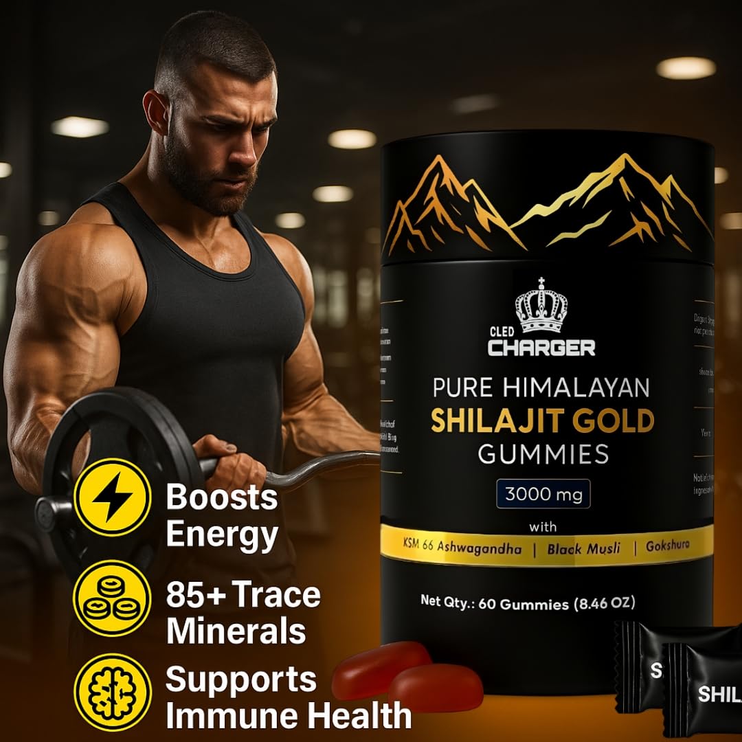 Gummies Shilajit Cled Charger sur fond blanc