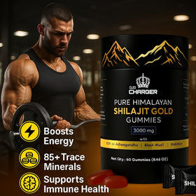 Gummies Shilajit Cled Charger sur fond blanc