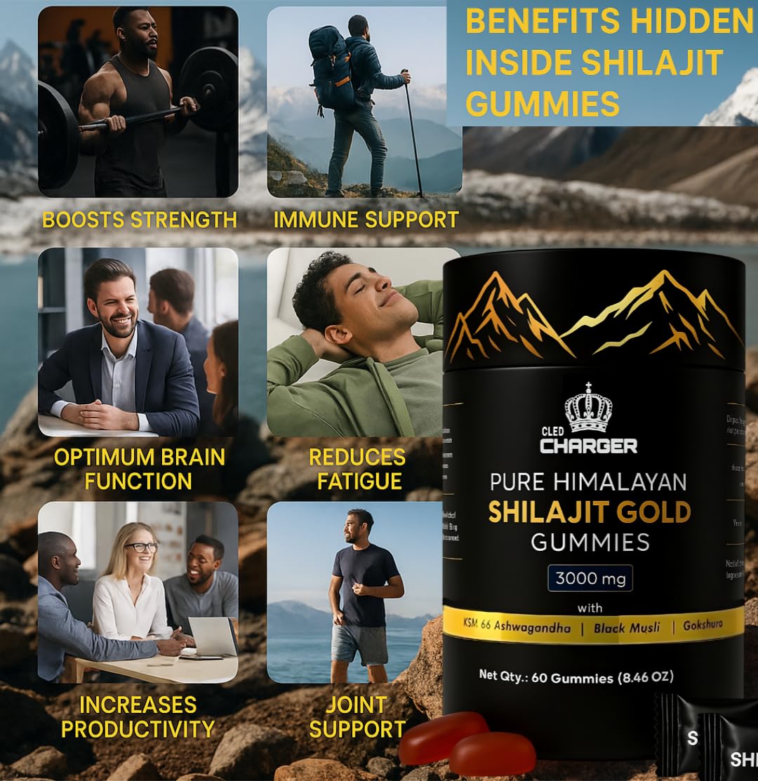 Gummies Shilajit Cled Charger sur une table