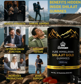 Gummies Shilajit Cled Charger sur une table
