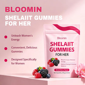 Gummies Shilajit d'aurevia support, côté du sachet montrant les baies mélangées