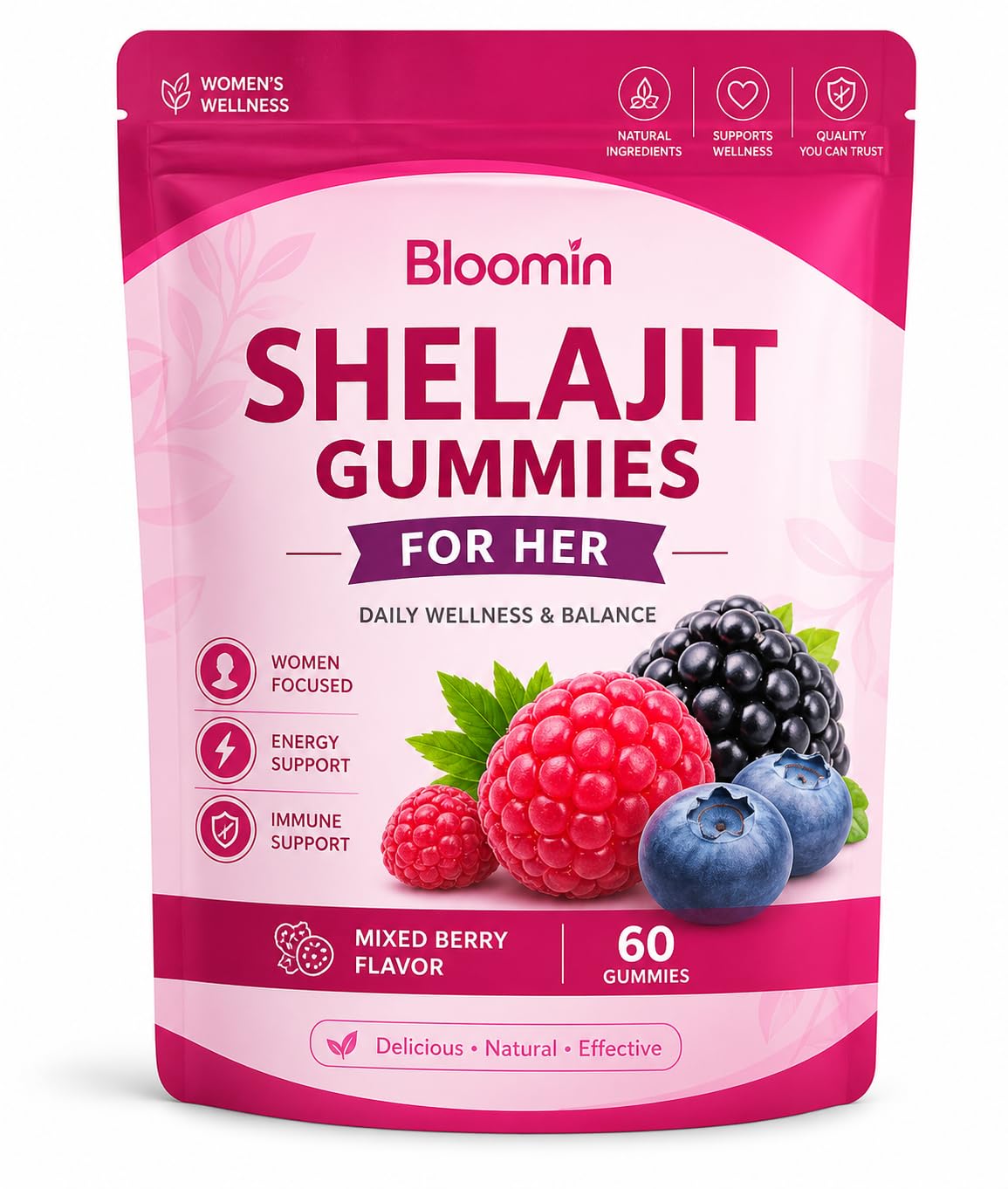 Gummies Shilajit de Floroma Global, 60 gummies, emballage avant