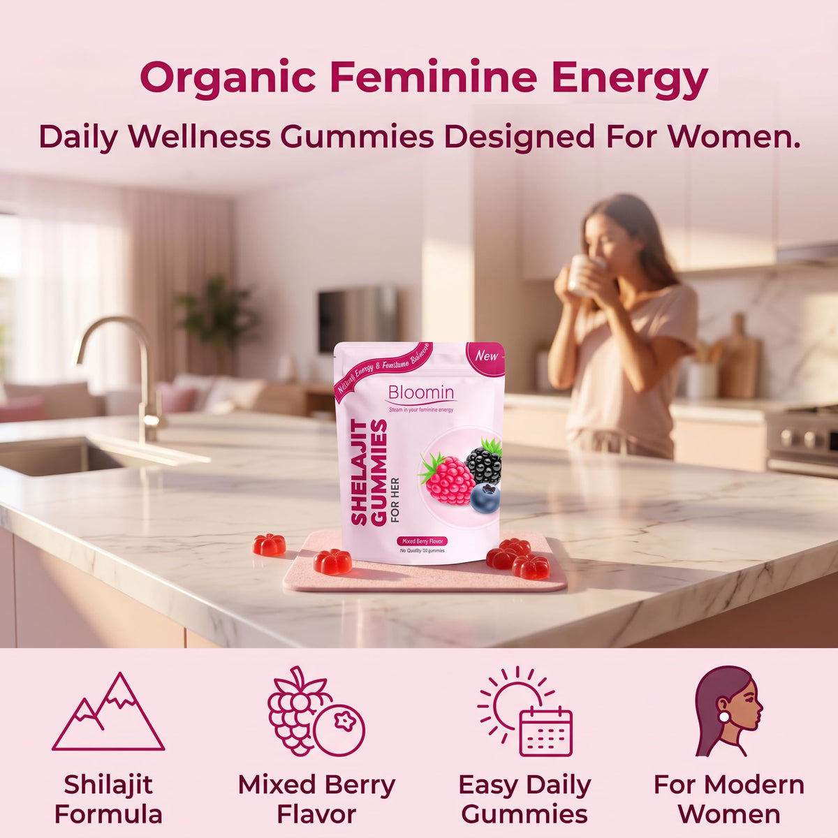 Gummies Shilajit de KBKTWOLT avec un goût de fruits rouges