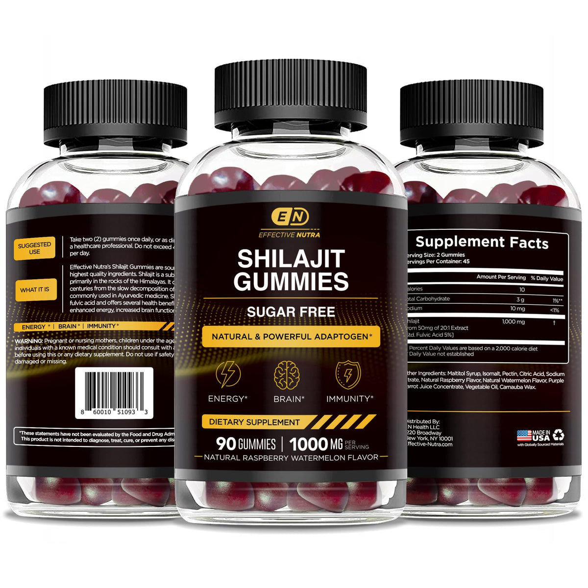 Gummies Shilajit Effective Nutra à côté d'une tasse de thé