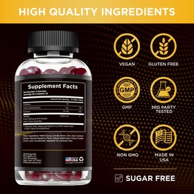 Gummies Shilajit Effective Nutra sur une table avec des fruits
