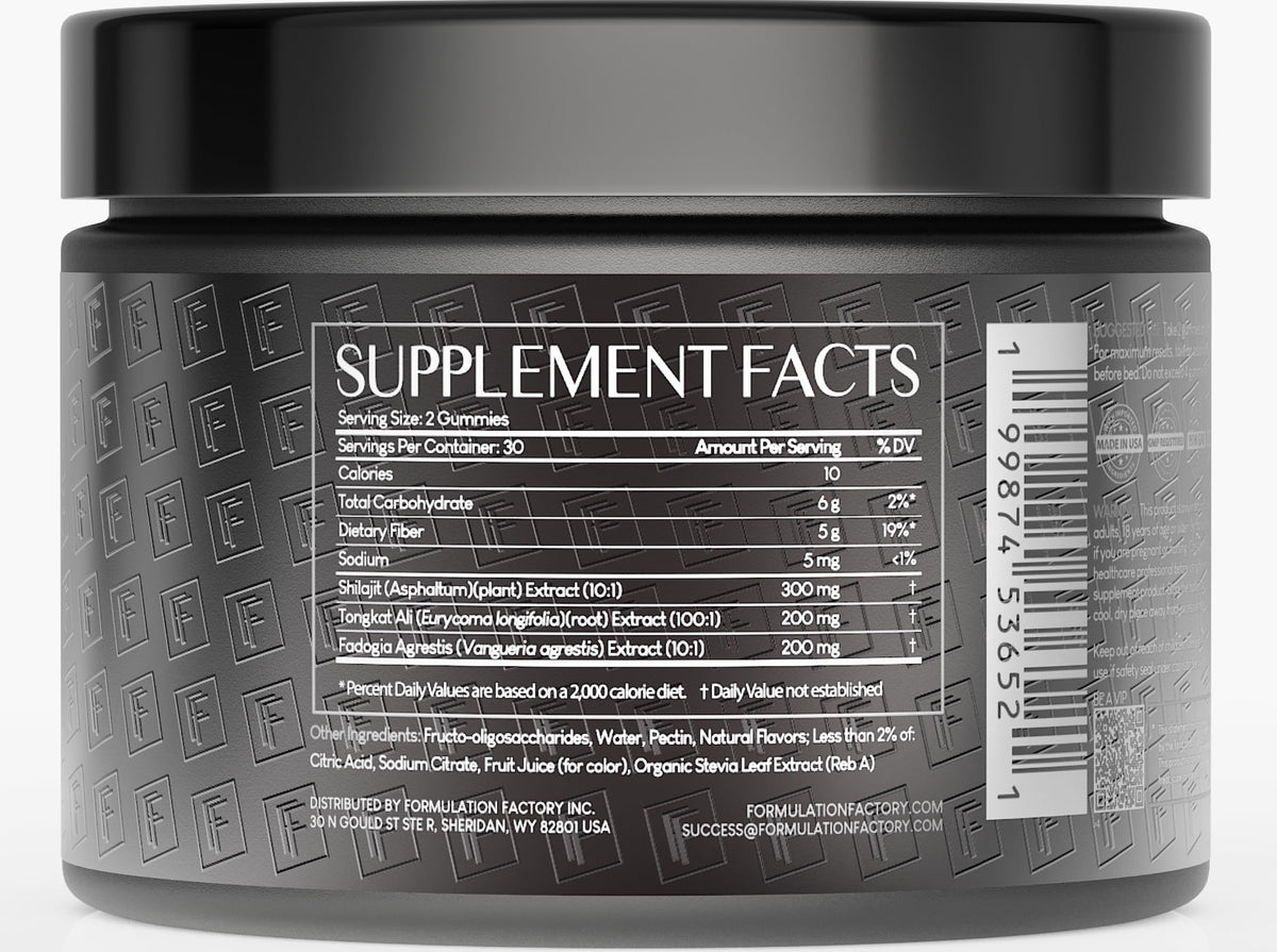 Gummies Shilajit Formulation Factory 60 gummies pot arrière