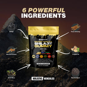 Gummies Shilajit Holistic Hercules à côté d'un verre d'eau