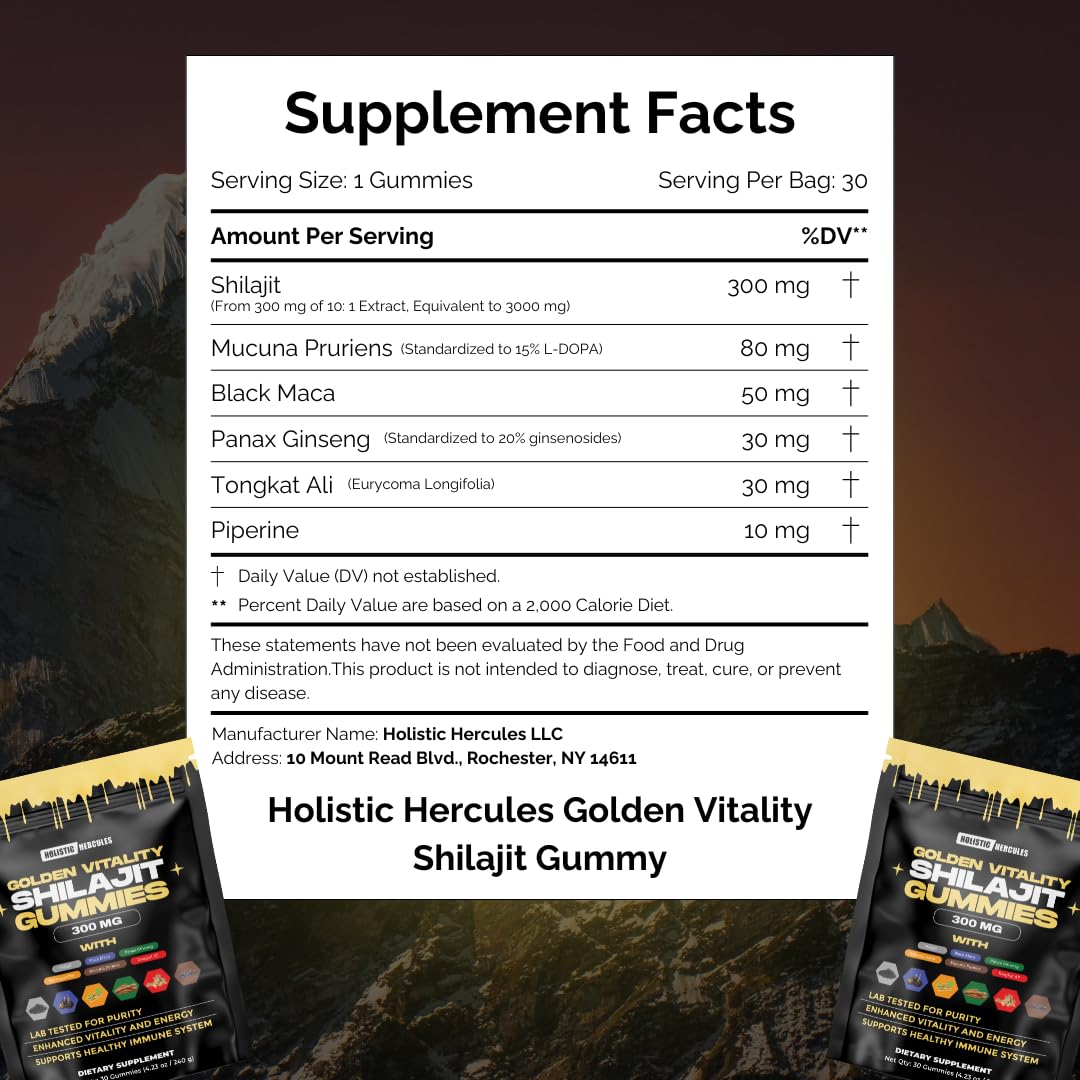 Gummies Shilajit Holistic Hercules ouvertes avec quelques gummies visibles