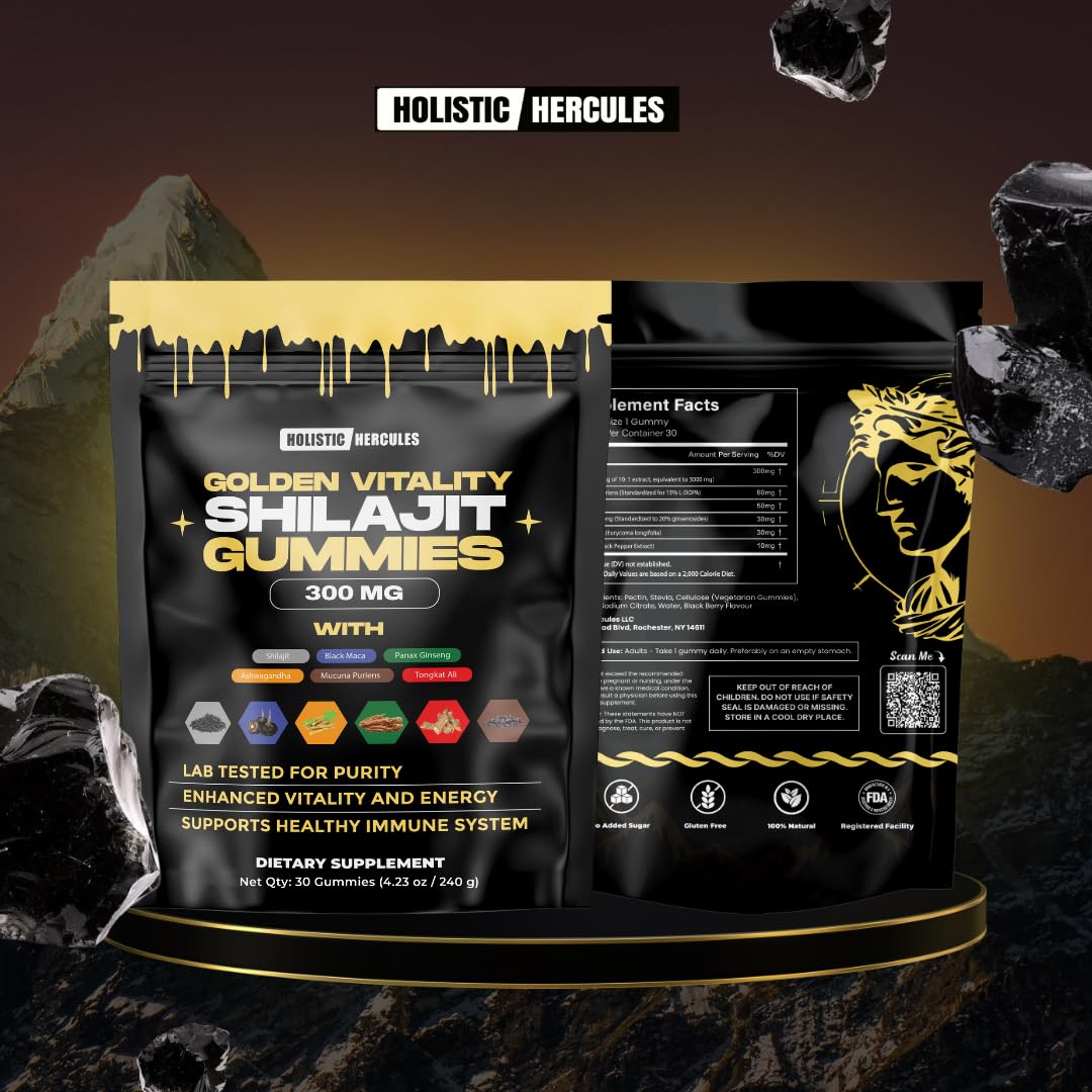 Gummies Shilajit Holistic Hercules sur fond blanc