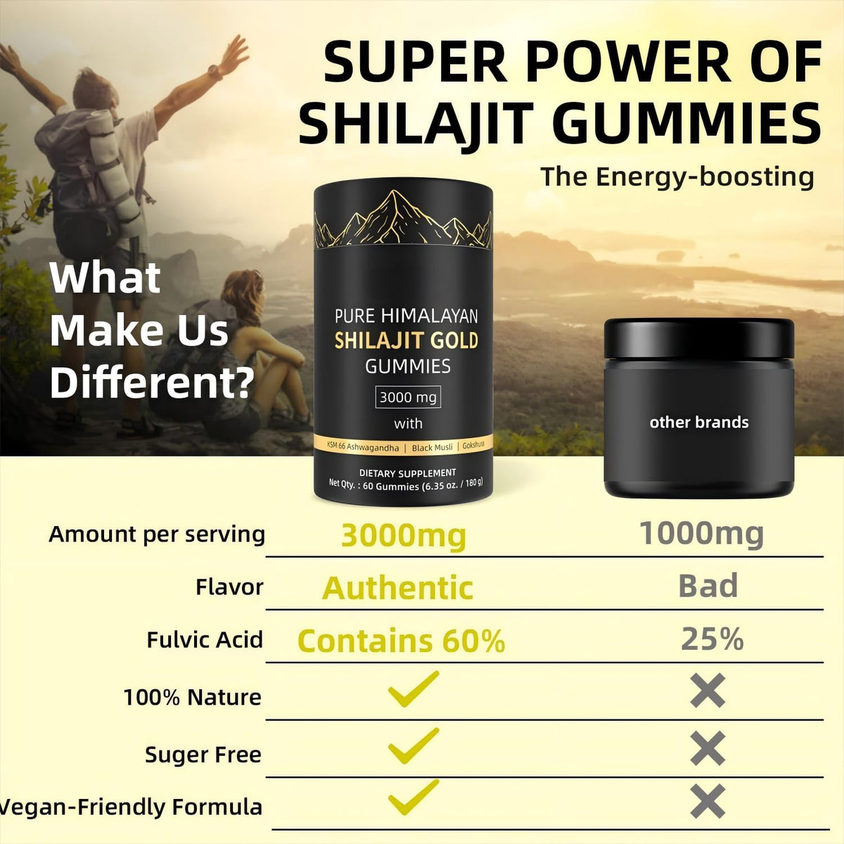 Gummies Shilajit HWAXIGO avec des fruits et herbes naturels