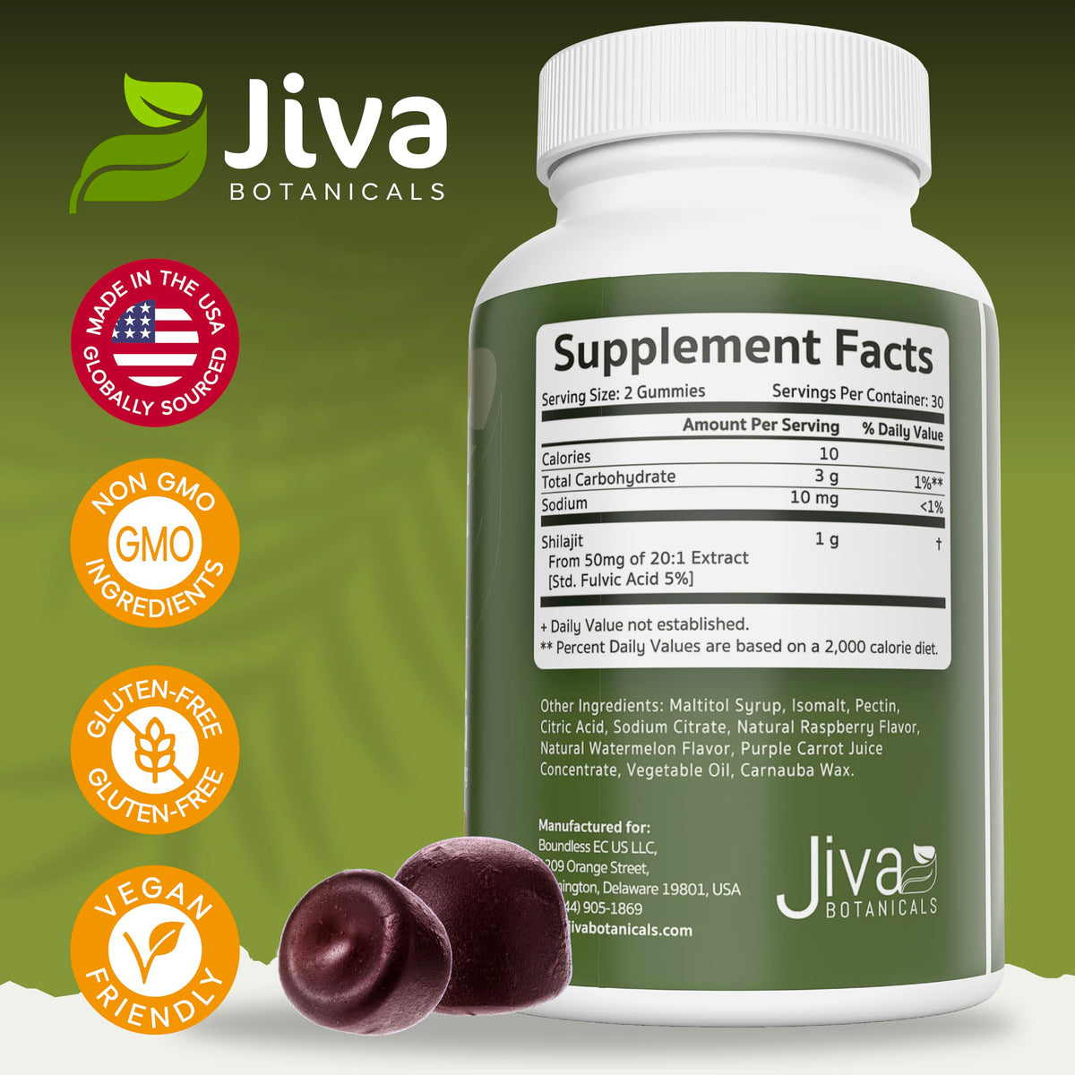 Gummies Shilajit Jiva Botanicals dans une main