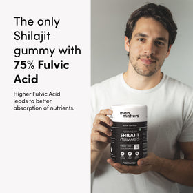 Gummies Shilajit Man Matters 4000 mg avec un gros plan sur le produit