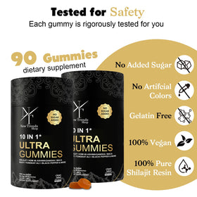 Gummies Shilajit New Trends Shop avec un fond naturel