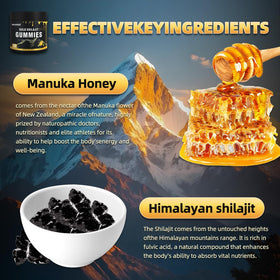 Gummies Shilajit Newrish, vue de dessus avec une cuillère