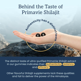 Gummies Shilajit Organifi à côté d'un verre d'eau