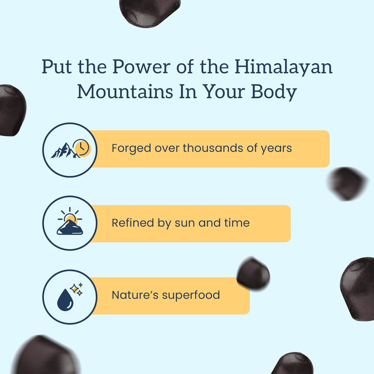 Gummies Shilajit Organifi avec des minéraux himalayens en arrière-plan