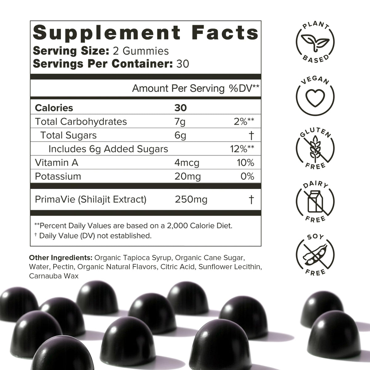 Gummies Shilajit Organifi sur une table avec des ingrédients naturels