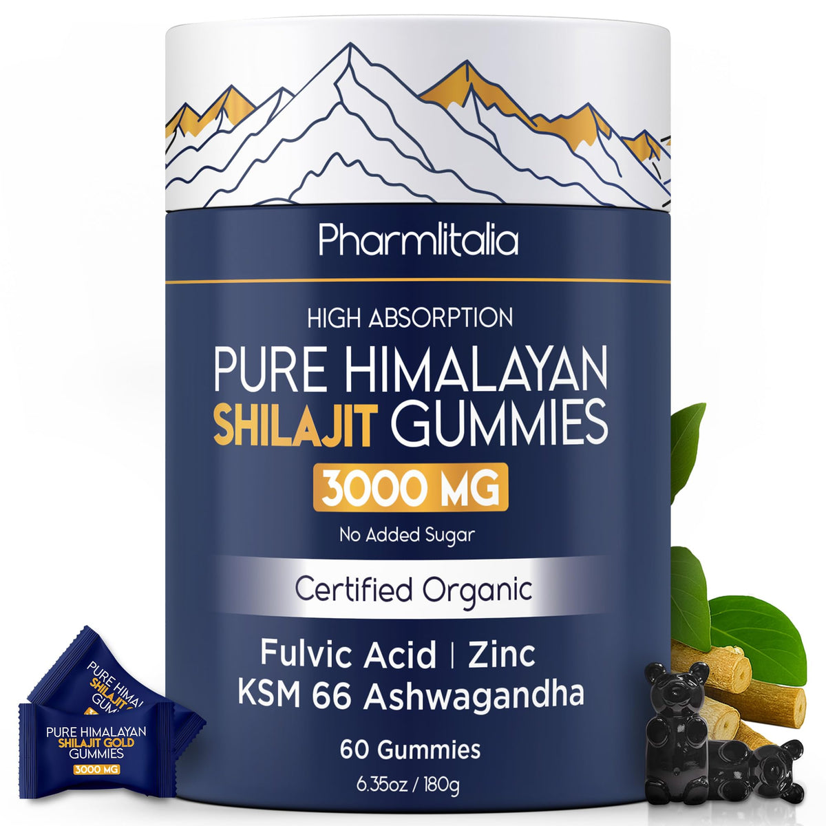 Gummies Shilajit Pharmlitalia 3000mg, boîte vue de face