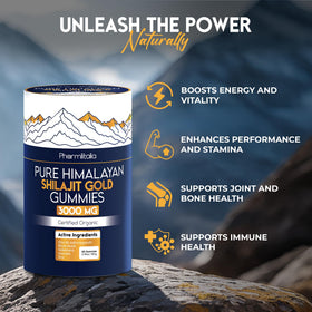 Gummies Shilajit Pharmlitalia 3000mg, vue de côté de la boîte