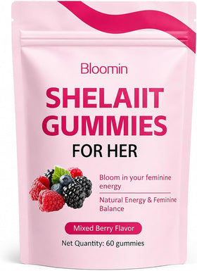 Gummies Shilajit pour Femmes, sachet de 60 gummies saveur baies mélangées