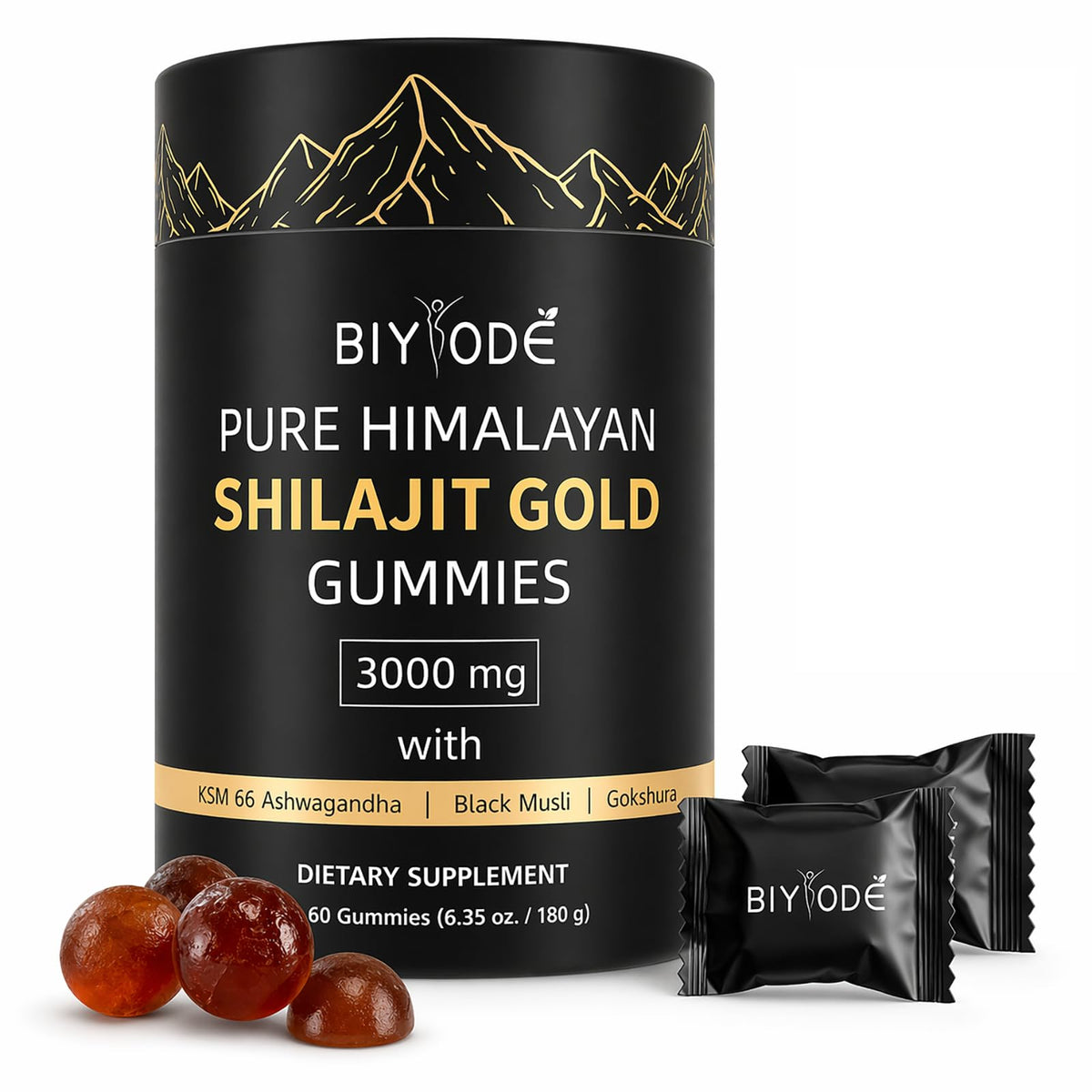 Gummies Shilajit Pur BIYODE 60 gummies en pot