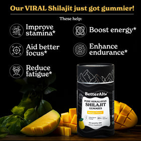 Gummies Shilajit Pur de Better Alt en gros plan montrant la forme des gummies