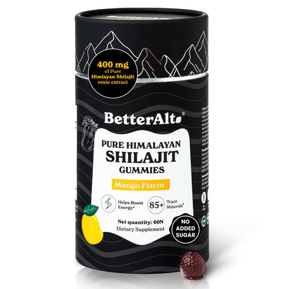 Gummies Shilajit Pur de Better Alt en pot de 60 gummies saveur mangue
