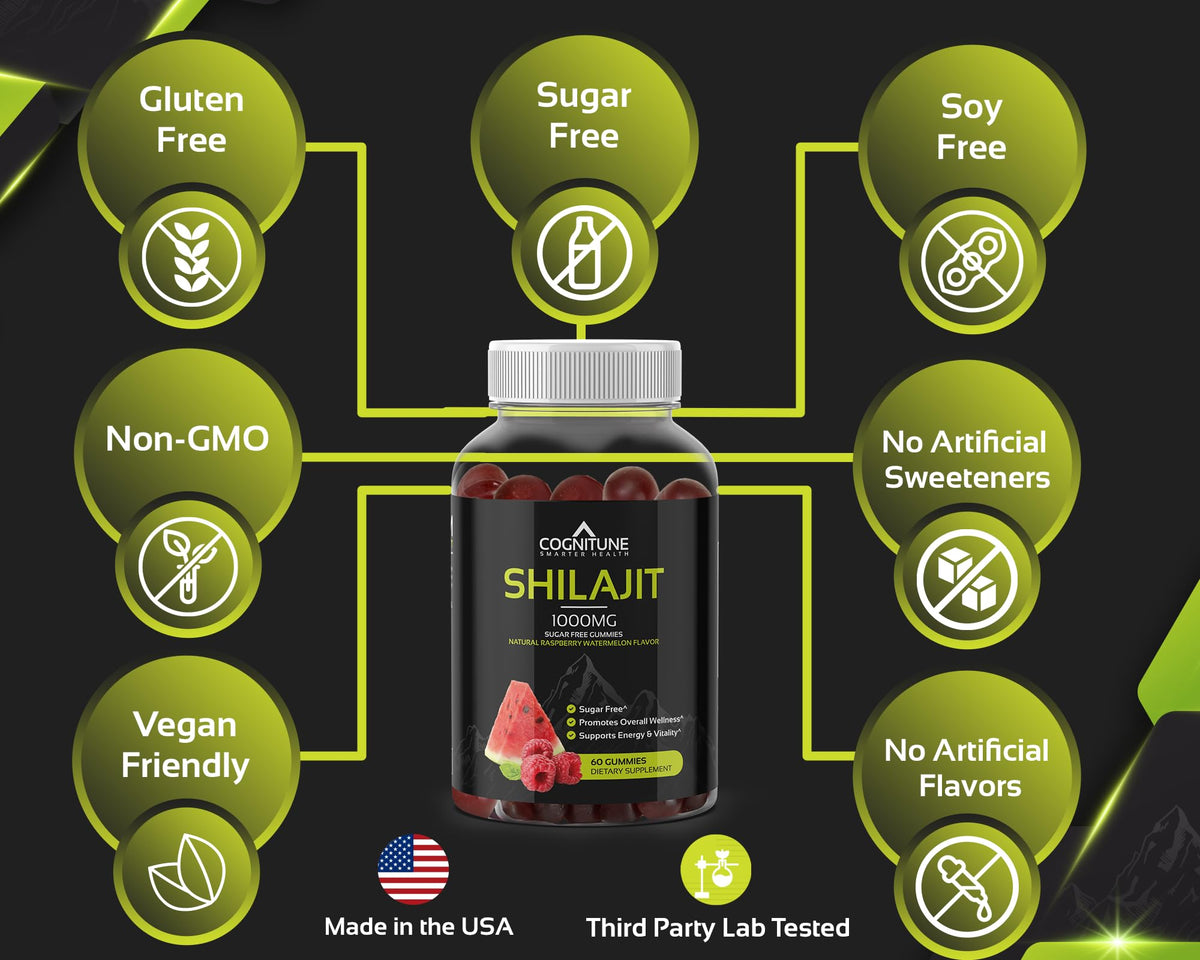 Gummies Shilajit Pur Himalayen à côté d'une tasse