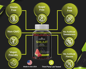 Gummies Shilajit Pur Himalayen à côté d'une tasse
