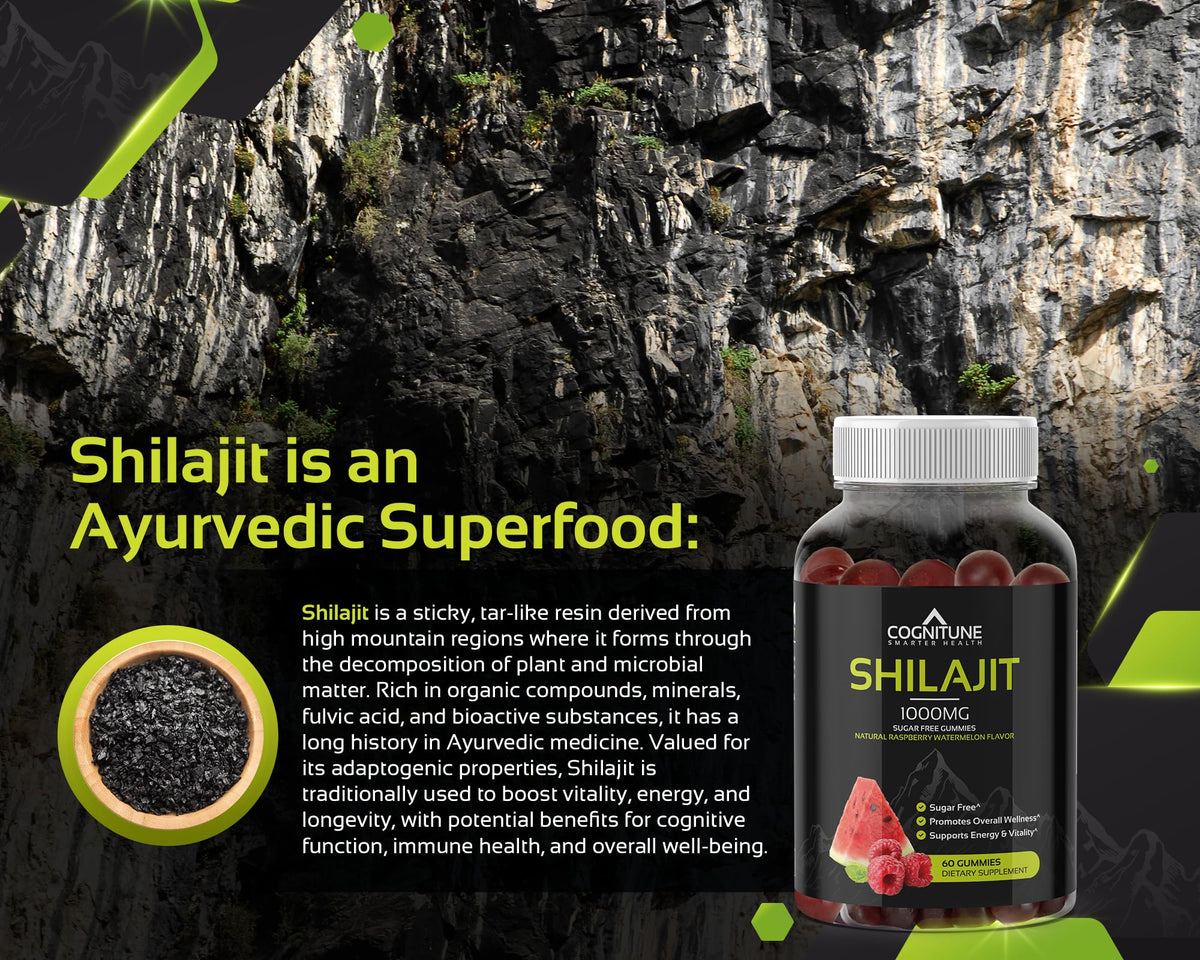 Gummies Shilajit Pur Himalayen en arrière-plan naturel