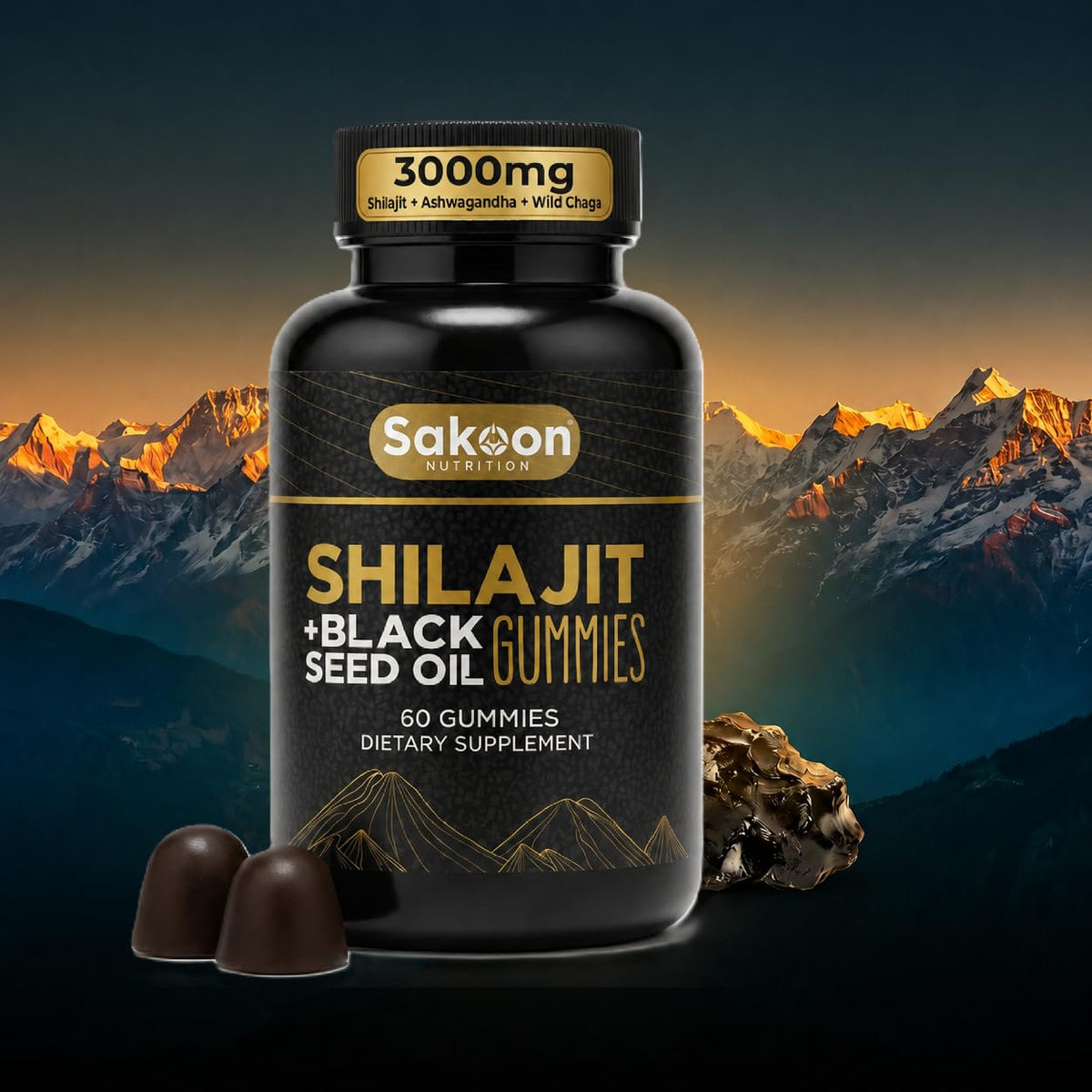 Gummies Shilajit Sakoon nutrition 200g vue avant avec emballage