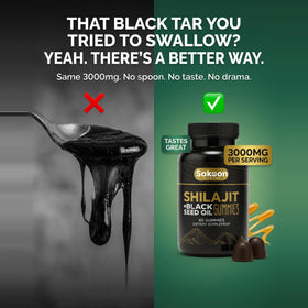 Gummies Shilajit Sakoon nutrition dans un bol