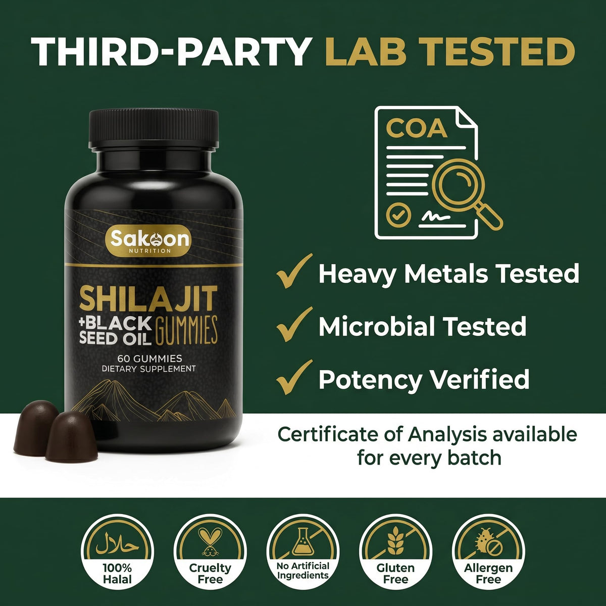 Gummies Shilajit Sakoon nutrition en gros plan