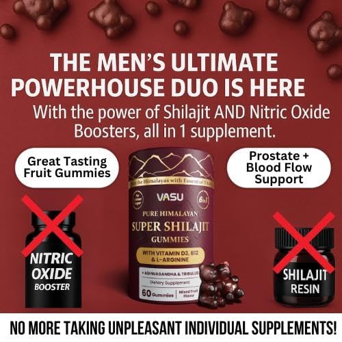 Gummies Shilajit Vasu avec Vitamine D3 et B12 en gros plan