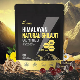 Gummies Shilajit VivoNu paquet avant avec ingrédients naturels