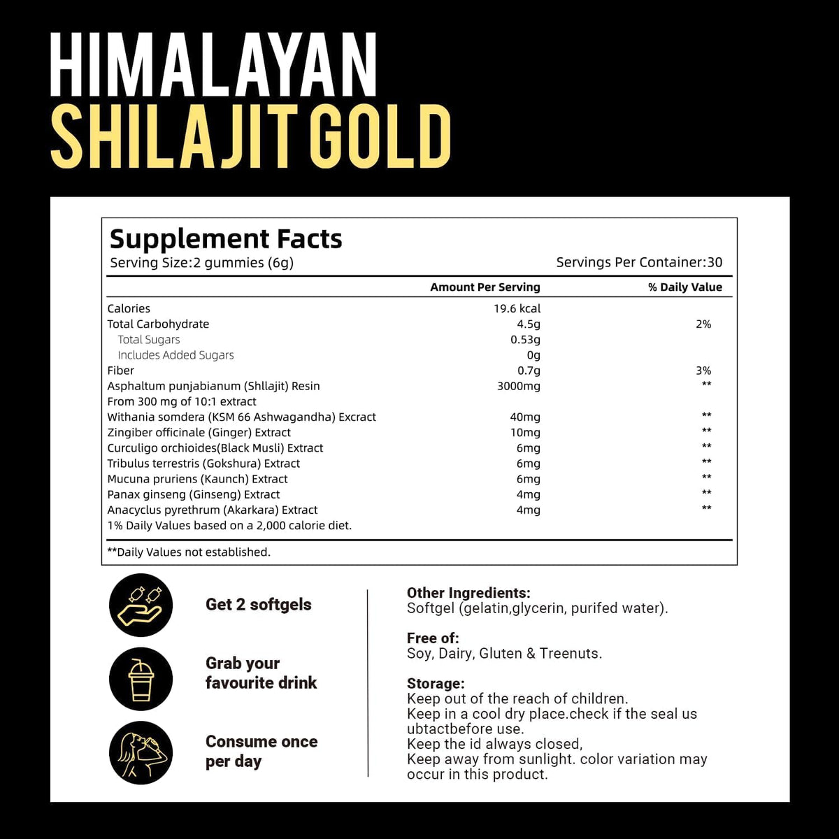 Gummies Shilajit VivoNu sur une table avec une boisson