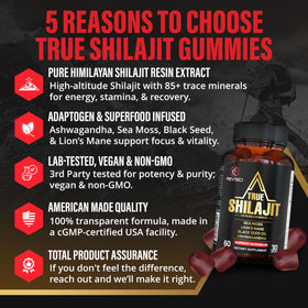 Gummies Shilajit, vue de face avec étiquette