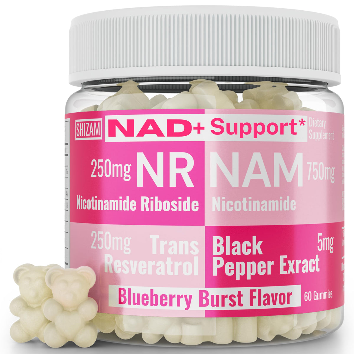 Gummies SHIZAM Nicotinamide Riboside 1000mg en boîte