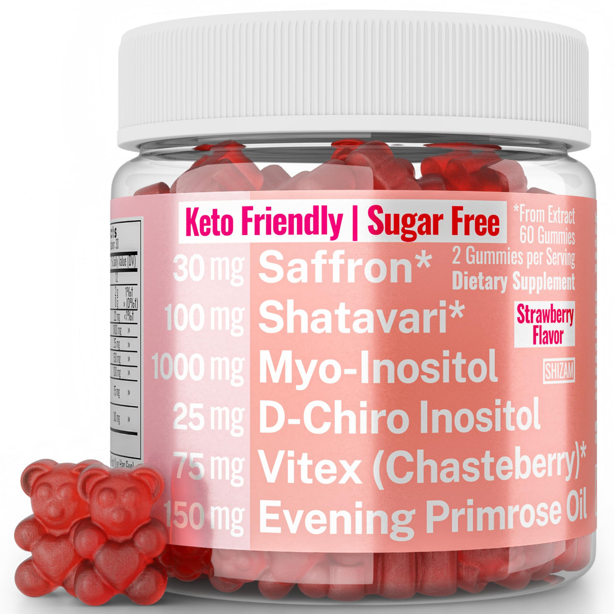 Gummies SHIZAM pour femmes avec huile d'onagre et safran, vue de face