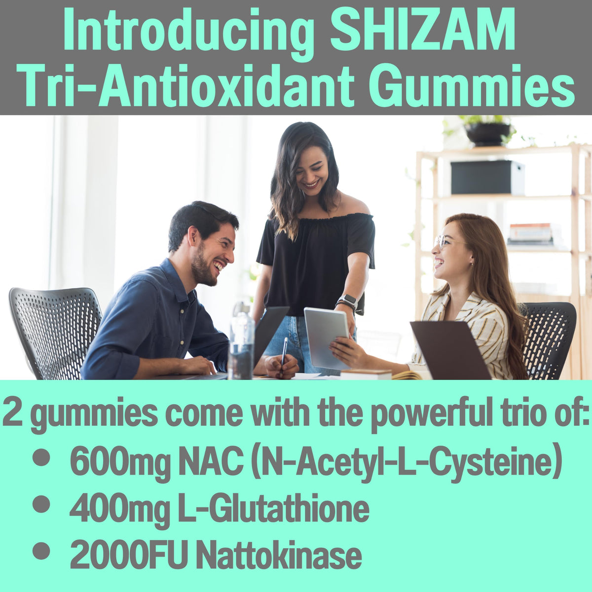 Gummies SHIZAM sur fond blanc, vue de face