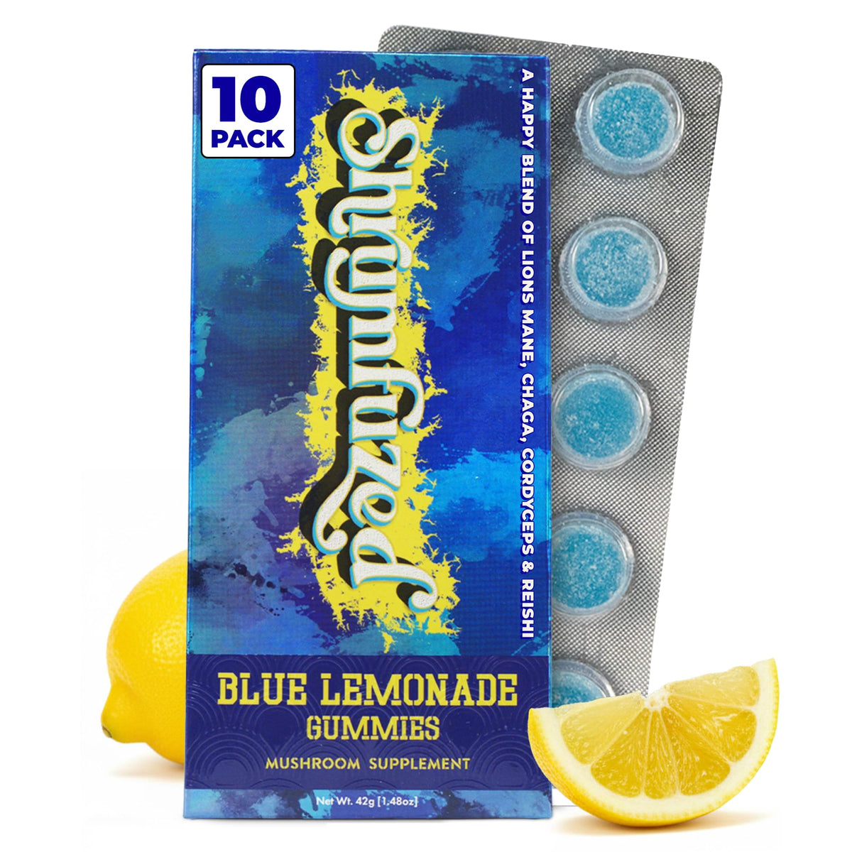 Gummies Shrumfuzed aux champignons Blue Lemonade, boîte de 10 unités