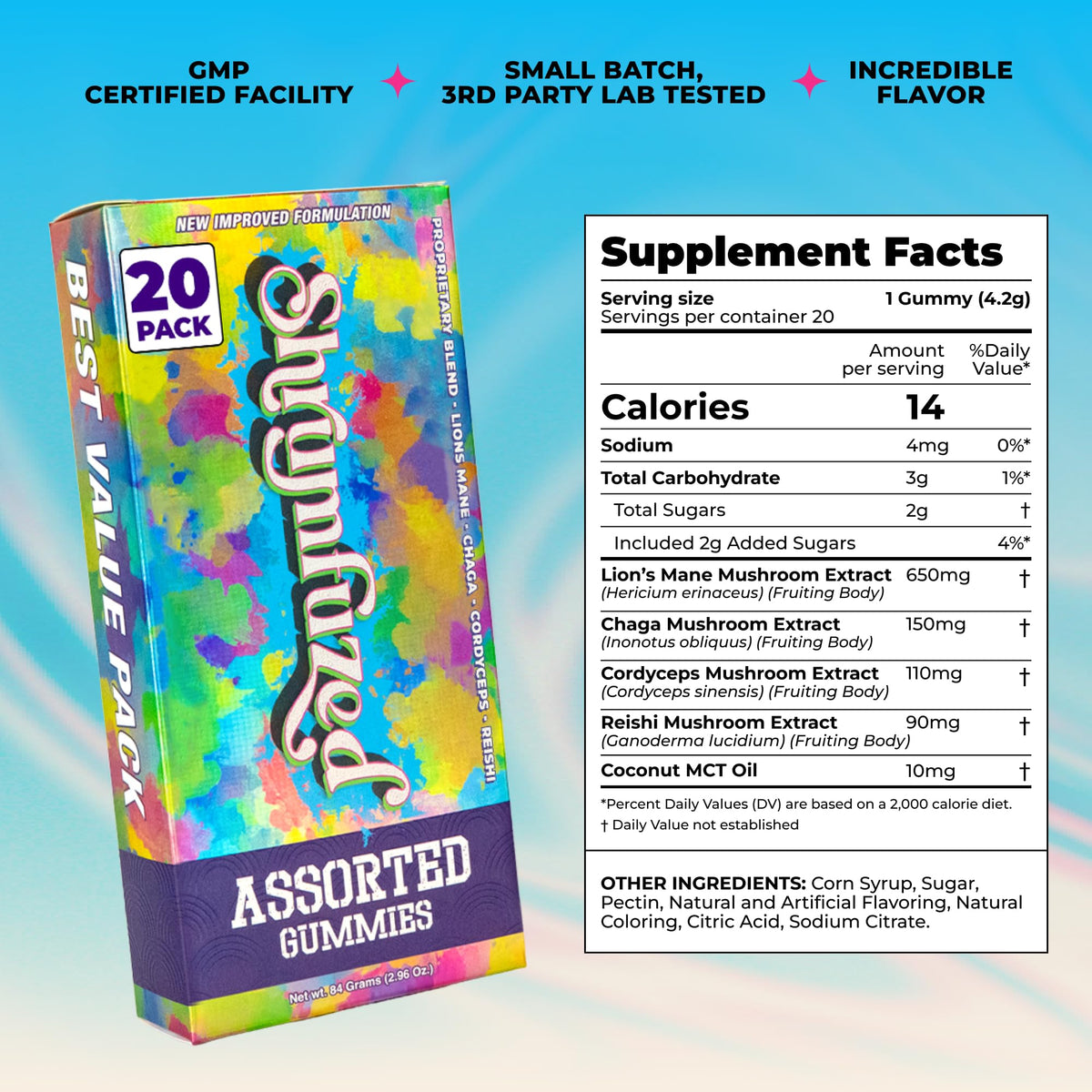 Gummies Shrumfuzed sur une table entourée d'amis