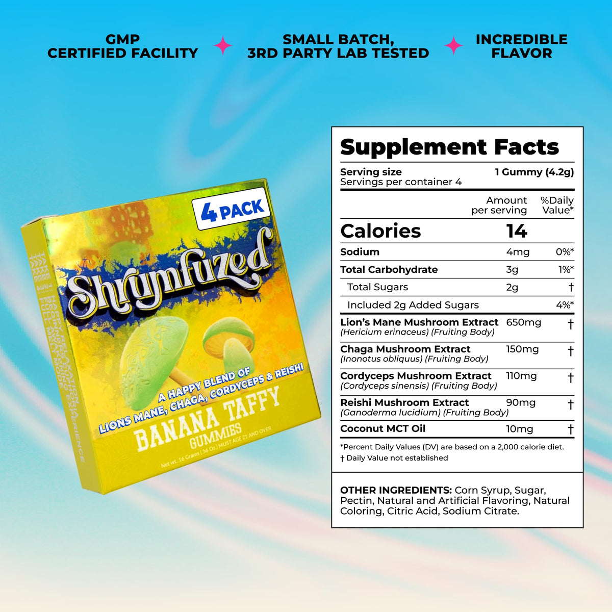 Gummies Shrumfuzed sur une table, mise en scène