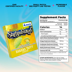 Gummies Shrumfuzed sur une table, mise en scène