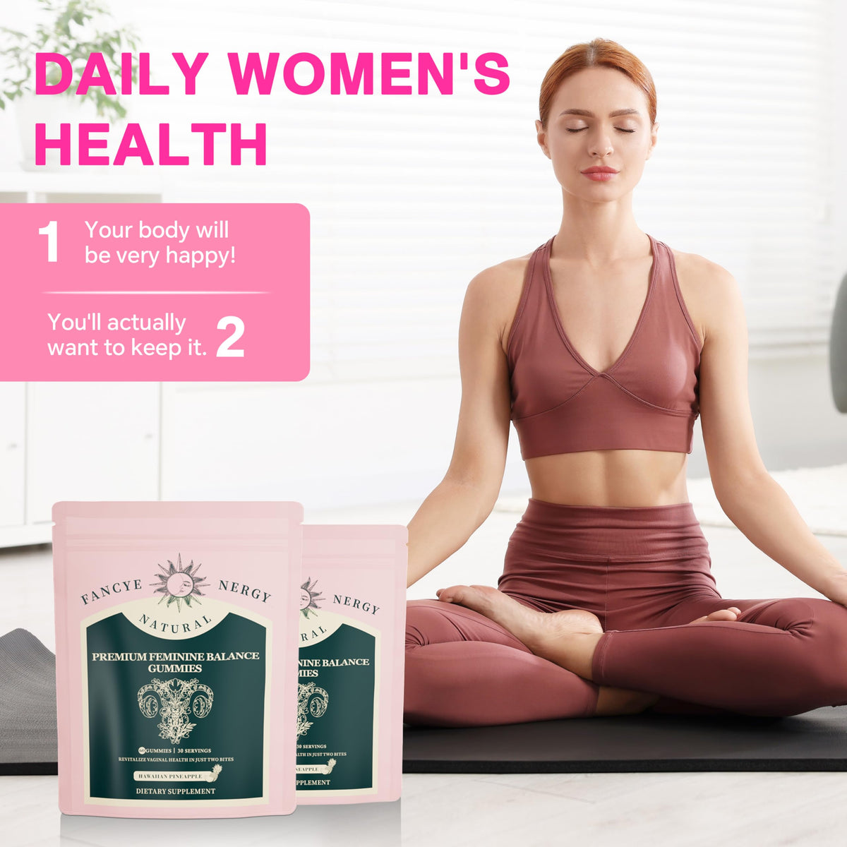 Gummies Shytrouy Équilibre Féminin Ananas avec un verre d'eau