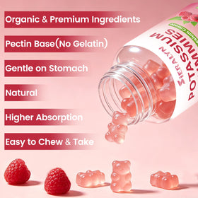 Gummies Sieralyn de potassium avec un fond de fruits frais