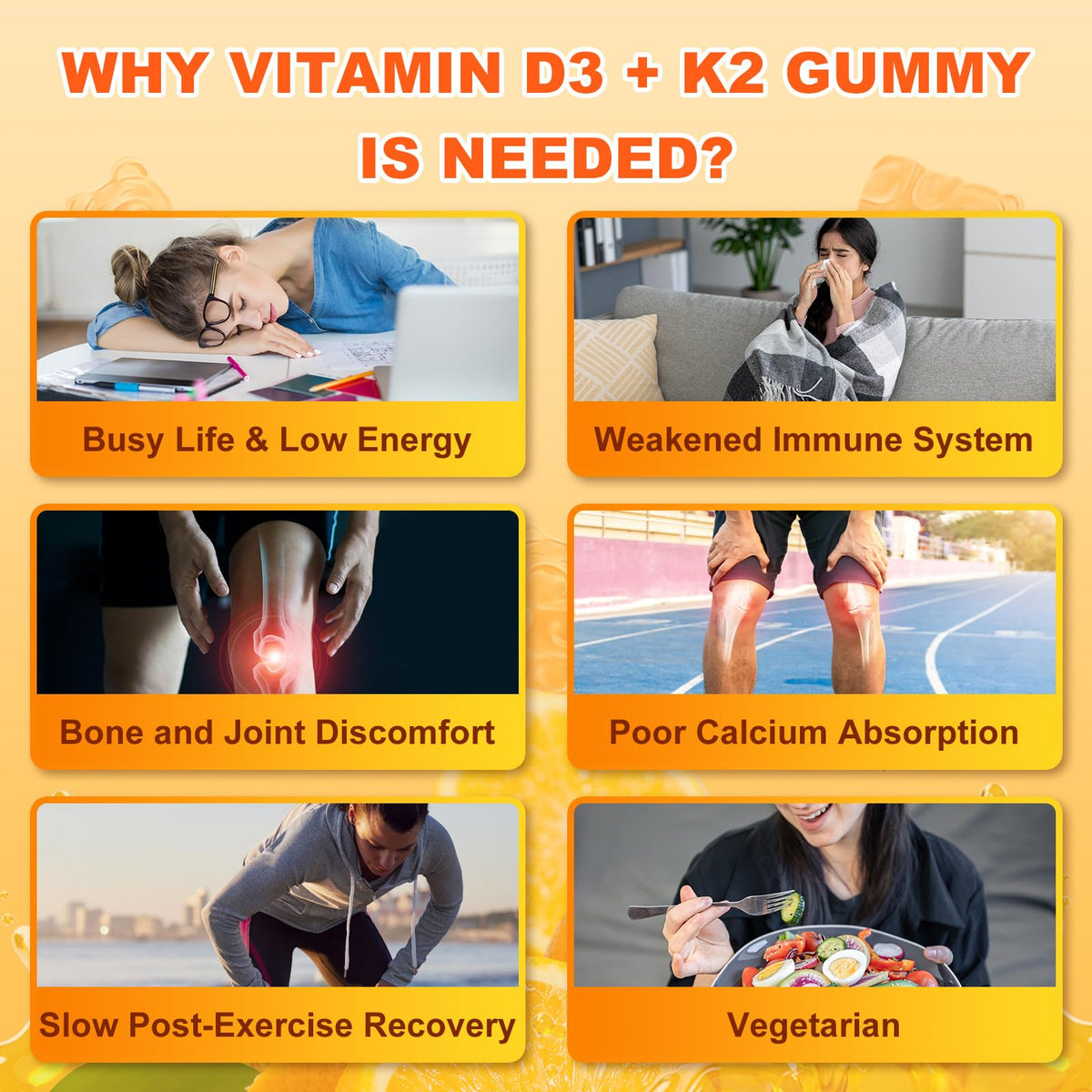 Gummies Sijigood D3 K2 6-en-1 dans une main