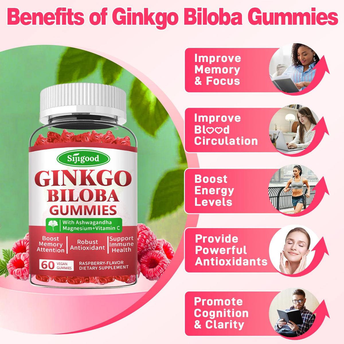 Gummies Sijigood Ginkgo Biloba montrant la texture