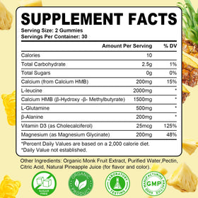Gummies Sijigood HMB et L-Leucine goût Ananas, arrière