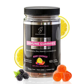 Gummies SilverCeuticals 60ct pot avec étiquette Baie de Sureau et Citron